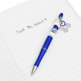 PinktownUSA - ZPB Sorority Bling Bead and Charm Blue Pen: Blue and White / Rhodium / 5.65 inches