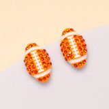 SP Sophia Collection - Gameday Two-Tone Rhinestone Pave Football Stud Earrings: Red