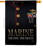 Two Group Flag Co - Dress Blue Marine Armed Forces Military Corps Decor Flag: Garden Flag 13" x 18.5" Only / Double Sided-Thick Fabric