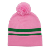 PinktownUSA - Pink Two Stripe Green Beanie