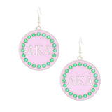 PinktownUSA - AKA Sorority Round Pink Fish Hook Earrings: Pink / Rhodium / 2.25 x 1.65 inches
