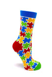 Fabdaz - Colorful Autism Awareness Puzzle Pieces Women's Crew Socks