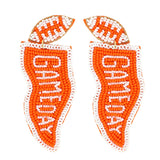 SP Sophia Collection - Game Day Letter Beaded Sequins Flag Post Earrings : Purple White