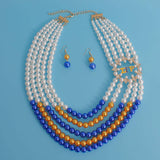 PinktownUSA - Necklace Mix Blue Gold Pearl Sigma Set for Women: Gold and Blue / Pearl / 20 + 4 inches