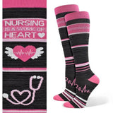Think Medical Wholesale - Fashion Compression Nursing Heart Sock - Blk
