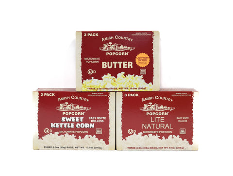 Amish Country Popcorn - Mixed Case of 3pk Microwave Popcorn