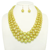 SP Sophia Collection - Multi-Strand Pearl Bead Necklace Earring Set : Fuchsia
