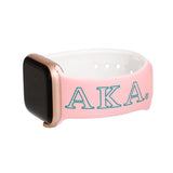PinktownUSA - AKA Sorority Pink 1908 Watch Band Strap Women: Pink and Green / Rhodium / Adjustable