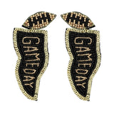 SP Sophia Collection - Game Day Letter Beaded Sequins Flag Post Earrings : Purple White