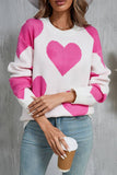 Suhkasana - Valentine Heart Knit Sweater Pink Red Pullover Size: L