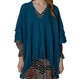 PinktownUSA - Teal Crochet Poncho