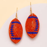 SP Sophia Collection - Two-Tone Rhinestone Pave Football Dangle Earrings: Red