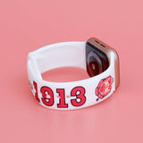 PinktownUSA - DST Sorority White Red 1913 Watch Band Strap Women: Red and White / Rhodium / Adjustable