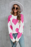 Suhkasana - Valentine Heart Knit Sweater Pink Red Pullover Size: L