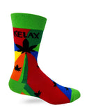 Fabdaz - Relax Cannabis Leaves Men's Novelty Crew Socks