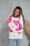 Suhkasana - Valentine Heart Knit Sweater Pink Red Pullover Size: XL