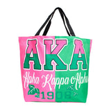 PinktownUSA - AKA 1908 Pink Green Large Shopper Tote for Women: Pink and Green / Multi Tone / 20 x 5.5 x 15.5 inches