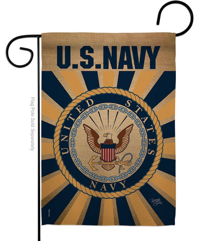 Two Group Flag Co - Navy Armed Forces Military Decor Flag: Garden Flag 13" x 18.5" Only / Double Sided-Thick Fabric