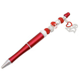 PinktownUSA - DST Sorority Bling Bead and Charm Red Pen: Red and White / Rhodium / 5.65 inches