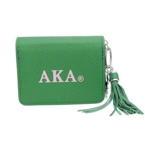 PinktownUSA - AKA Sorority Green Tassel Keychain Zipper Wallet