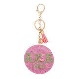 PinktownUSA - Keychain AKA Sorority Pink Padded Charm for Women: Pink / Gold / 7 x 3.10 inches