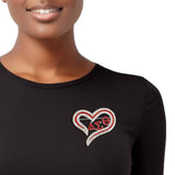 PinktownUSA - DST Sorority Heart Red Bling Brooch for Women: Red and White / Rhodium / 2.25 x 2.5 inches