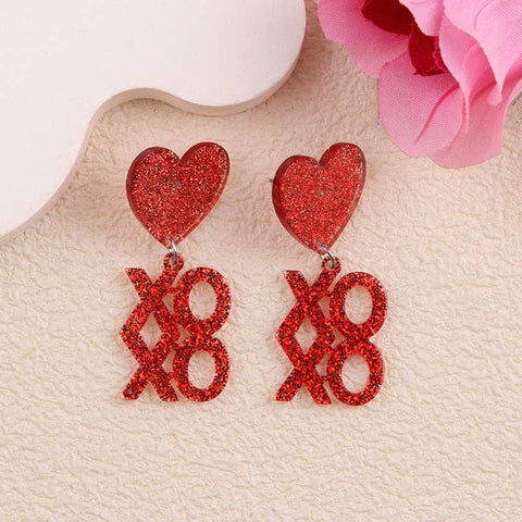 Suhkasana - Valentine Glitter Heart Acrylic Statement Earrings