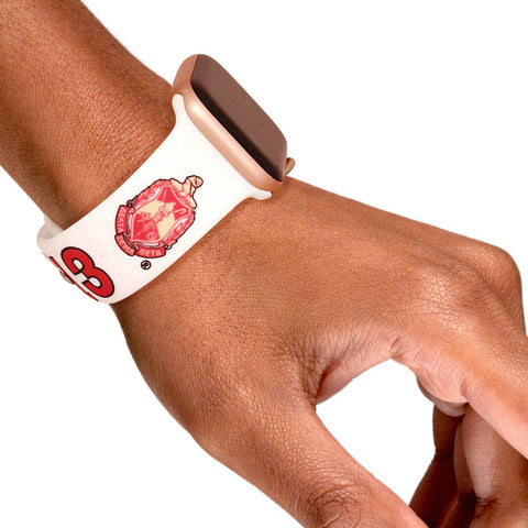 PinktownUSA - DST Sorority White Red 1913 Watch Band Strap Women: Red and White / Rhodium / Adjustable