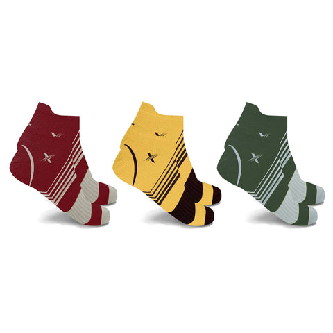 Extreme Fit Wholesale - V-STRIPED ANKLE-LENGTH COMPRESSION SOCKS - 3 ASST COLORS