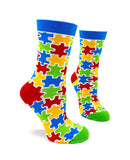 Fabdaz - Colorful Autism Awareness Puzzle Pieces Women's Crew Socks