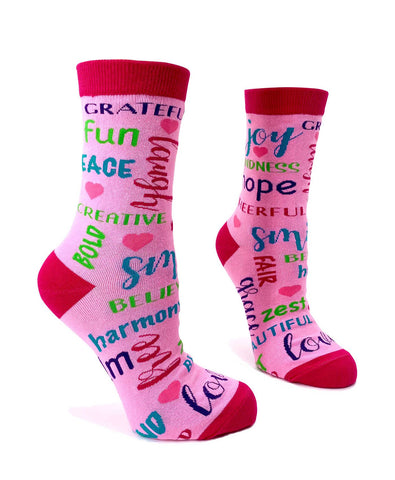 Fabdaz - Positivity Words Women's Crew Socks