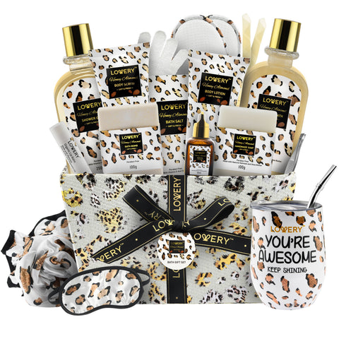 Lovery - Home Spa Kit in Honey Almond Scent - Luxury Bath Gift Basket