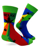 Fabdaz - Relax Cannabis Leaves Men's Novelty Crew Socks