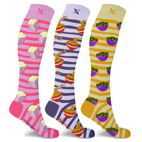 Extreme Fit Wholesale - Food Love Knee High Compression Socks - 3 ASST STYLES