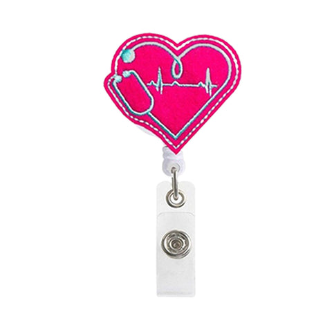 Extreme Fit Wholesale - RETRACTABLE BADGE HOLDER CLIP - HEARTBEAT