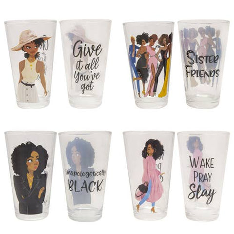 African American Expressions - Sister Friends 2 Drinking Glass Set