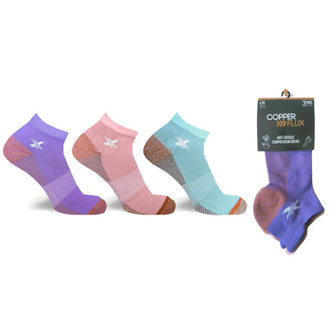 Extreme Fit Wholesale - COPPER-INFUSED ANKLE SOCKS (3-PAIRS PACKED TOGETHER): Small/Medium