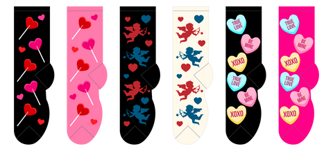 FOOZYS Fun Socks - Women's Assorted Valentines Patterns Socks