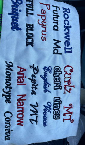 Embroidery charge for name only
